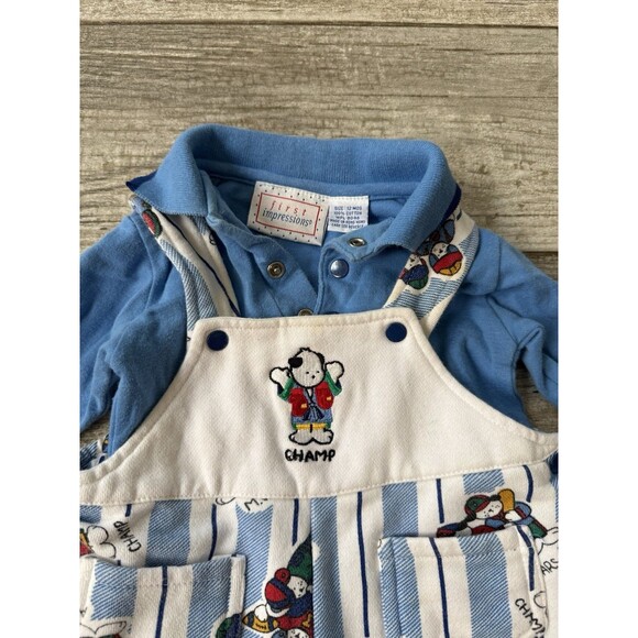 First Impressions Vintage 12 Month 2 Piece Floral Outfit Sports Dog - Picture 3 of 7